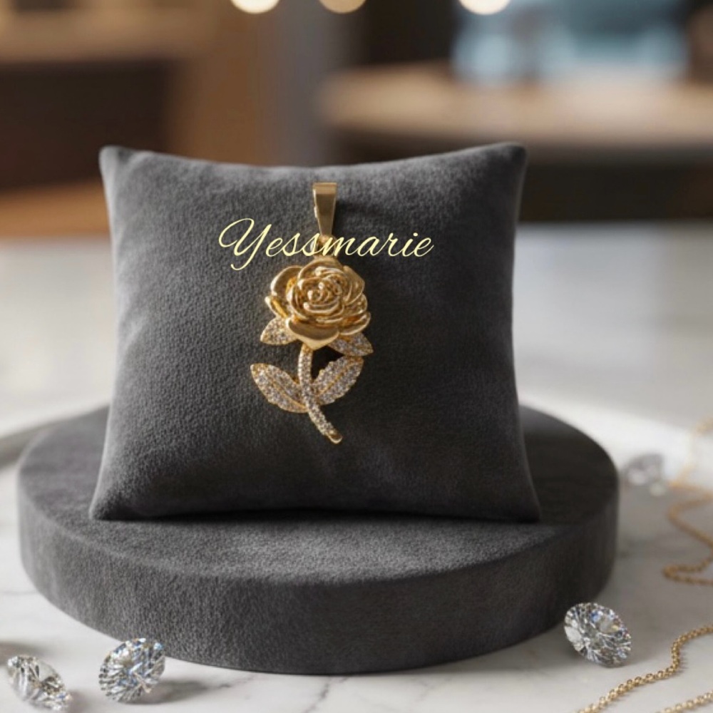 Gold Rose Pendant Necklace